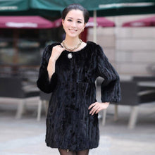 Load image into Gallery viewer, Women's Real Mink Fur Overcoat Black Winter  Natural Mink Fur Coat Female 151186