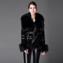 Load image into Gallery viewer, Women's Genuine Leather Fur Coat Women Fox Fur Collar  13055