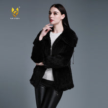 Load image into Gallery viewer, Women's Knitted Mink Fur Coat Women Big Collar Zipper Winter jacket 15199