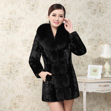 Load image into Gallery viewer, Women's Genuine Mink Fur Coat Women with Fox Fur Collar Winter jacket Women 16154