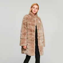 Load image into Gallery viewer, Women's Genuine Rabbit Fur Coat Women Stand-up Collar Long Women Jacket 18126