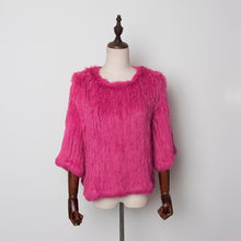 Load image into Gallery viewer, New Real Rabbit Fur Coat Female Real Fur Pullover Women's Winter Coast Rabbit Fur Knitted Coat Promotions Fur Story FS13069