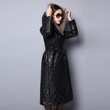 Load image into Gallery viewer, FUR STORY Winter Women's Real Sheep Leather Coat Natural Mink Fur Long Jacket 151244