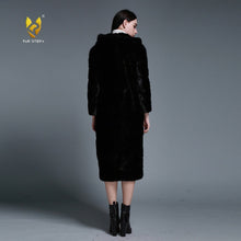 Load image into Gallery viewer, Women's Genuine Mink Fur Coat Women Hood Striped Fashion Winter Fur Overcoat for Women Fur Story FS16150