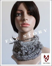 Load image into Gallery viewer, Knit Multipule use rabbit fur neck warmer scarf hat hair-band head-band cute rabbit fur products FS040129