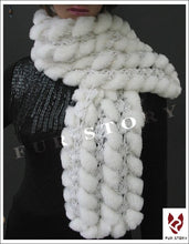Load image into Gallery viewer, FUR STORY Real Rex Rabbit Fur knitting Scarf Neck Warmer Scarves Shawl Poncho Stole luxury fur scarf lady scarf 050102