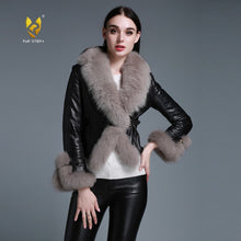 Load image into Gallery viewer, Winter Coat with Real Fur Sheep Fox Fur Collar and Trim Overcoat  010213