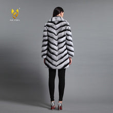 Load image into Gallery viewer, Real Rabbit Fur Women's Coats Chinchilla Color Full Sleeve Warm Winter Coat Fur Story FS161139