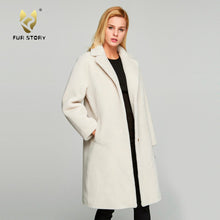 Load image into Gallery viewer, Women's  Real Sheep Shearing Fur Coat with Turn-down Collar  sheepskin Coat 17145