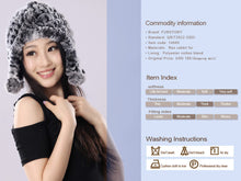 Load image into Gallery viewer, Winter Hat Women Knitted Real REX Rabbit Fur Hat Beanie Fur Bomber Cap Earmuff Pompom Decoration Winter Hat Ladies Hats FS14609
