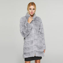 Load image into Gallery viewer, Women's Genuine Rabbit Fur Coat Women  Zip Stand-up Collar  Winter jacket  18131