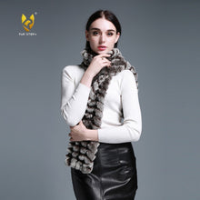 Load image into Gallery viewer, FUR STORY Real Rex Rabbit Fur knitting Scarf Neck Warmer Scarves Shawl Poncho Stole luxury fur scarf lady scarf 050102