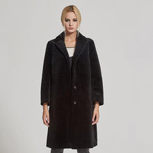 Load image into Gallery viewer, Women's  Real Sheep Shearing Fur Coat with Turn-down Collar  sheepskin Coat 17145
