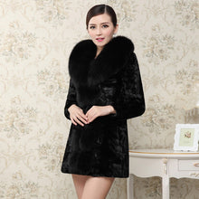 Load image into Gallery viewer, Women's Genuine Mink Fur Coat Women with Fox Fur Collar Winter jacket Women 16154
