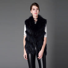 Load image into Gallery viewer, Women's Real Rabbit Fur Vest Knitted Style Natural Fur Waistcoat Female 16214