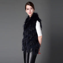 Load image into Gallery viewer, Women's Real Rabbit Fur Vest Knitted Style Natural Fur Waistcoat Female 16214