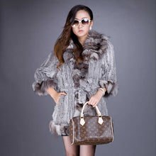 Load image into Gallery viewer, Woman's Real Fur Coat with Real Fox Fur collar Winter Jacket  Knitted Coats 010140