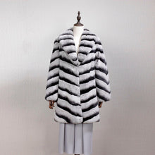 Load image into Gallery viewer, Real Rabbit Fur Women's Coats Chinchilla Color Full Sleeve Warm Winter Coat Fur Story FS161139