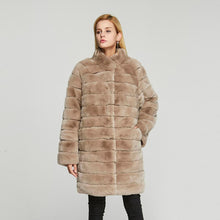 Load image into Gallery viewer, Women's Genuine Rabbit Fur Coat Women Stand-up Collar Long Women Jacket 18126