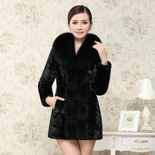 Load image into Gallery viewer, Women's Genuine Mink Fur Coat Women with Fox Fur Collar Winter jacket Women 16154