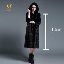 Load image into Gallery viewer, Women's Genuine Mink Fur Coat Women Hood Striped Fashion Winter Fur Overcoat for Women Fur Story FS16150