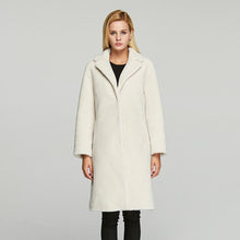 Load image into Gallery viewer, Women's  Real Sheep Shearing Fur Coat with Turn-down Collar  sheepskin Coat 17145