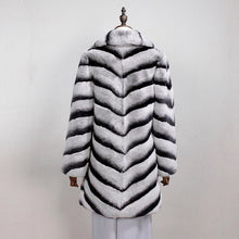 Load image into Gallery viewer, Real Rabbit Fur Women's Coats Chinchilla Color Full Sleeve Warm Winter Coat Fur Story FS161139