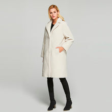 Load image into Gallery viewer, Women's  Real Sheep Shearing Fur Coat with Turn-down Collar  sheepskin Coat 17145