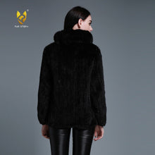 Load image into Gallery viewer, Women's Knitted Mink Fur Coat Women Big Collar Zipper Winter jacket 15199