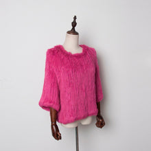Load image into Gallery viewer, New Real Rabbit Fur Coat Female Real Fur Pullover Women's Winter Coast Rabbit Fur Knitted Coat Promotions Fur Story FS13069