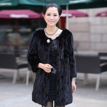 Load image into Gallery viewer, Women's Real Mink Fur Overcoat Black Winter  Natural Mink Fur Coat Female 151186