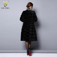 Load image into Gallery viewer, Women's Coats Real Rabbit Fur Coats Full Pelt Winter Jackets Long Coats 151241