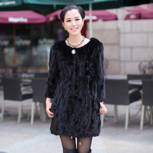 Load image into Gallery viewer, Women's Real Mink Fur Overcoat Black Winter  Natural Mink Fur Coat Female 151186
