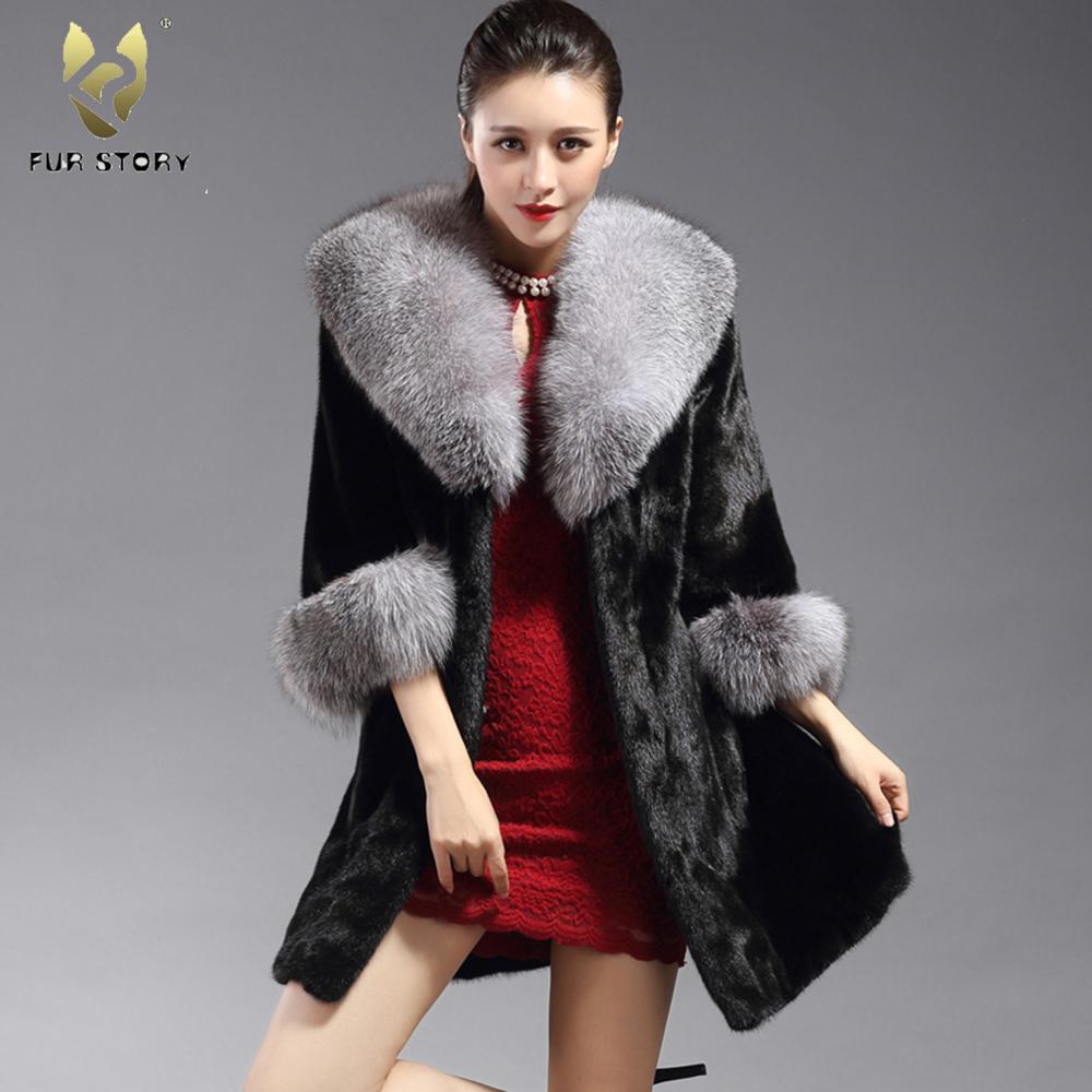 Mink Fur Coat with Fox Fur Collar