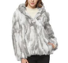 Load image into Gallery viewer, Women's Genuine Rabbit Fur Coat Fuzzy Warm Fur Jacket Winter Outware 151249H