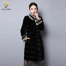 Load image into Gallery viewer, Women's Coats Real Rabbit Fur Coats Full Pelt Winter Jackets Long Coats 151241