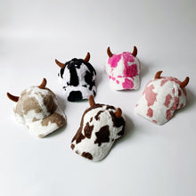 Load image into Gallery viewer, Horn cow plush cap Plush Fashion Woman Baseball Caps 22623