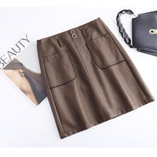 Load image into Gallery viewer, FUR STORY Women Elegant PU Leather Short Skirt With pocket 22L04