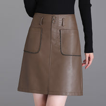 Load image into Gallery viewer, FUR STORY Women Elegant PU Leather Short Skirt With pocket 22L04