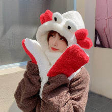 Load image into Gallery viewer, Winter Warm Women Hoodie Hat Scarf Gloves Set Soft Plush Thick Warm Hat 22620
