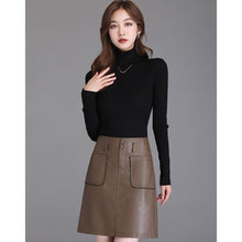 Load image into Gallery viewer, FUR STORY Women Elegant PU Leather Short Skirt With pocket 22L04
