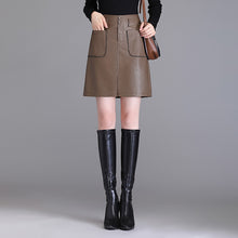 Load image into Gallery viewer, FUR STORY Women Elegant PU Leather Short Skirt With pocket 22L04