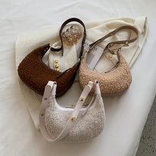 Load image into Gallery viewer, Fluffy Tote Bag Plush Underarm Bag Ladies Fluffy Shoulder Bag 22425