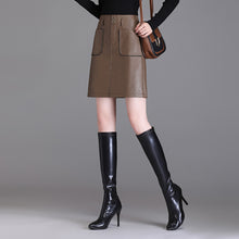Load image into Gallery viewer, FUR STORY Women Elegant PU Leather Short Skirt With pocket 22L04
