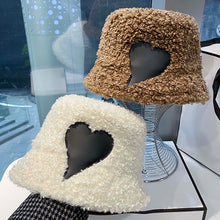 Load image into Gallery viewer, FUR STORY Women's heart pattern plush bucket hat warm fisherman's hat in winter 22625