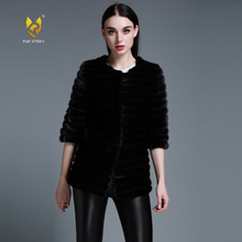 Load image into Gallery viewer, Women's Natural Mink Fur Coat Women Half Sleeve Stripes 13087