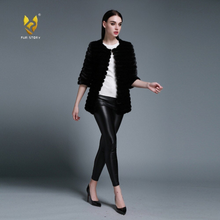 Load image into Gallery viewer, Women's Natural Mink Fur Coat Women Half Sleeve Stripes 13087