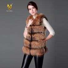 Load image into Gallery viewer, Raccoon Fur Vest Women's Real Fur and Leather Winter Girl's Warm Outerwear Fur Vest