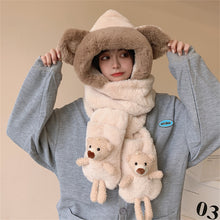 Load image into Gallery viewer, Winter Warm Women Hoodie Hat Scarf Gloves Set Soft Plush Thick Warm Hat 22630