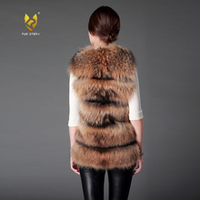 Load image into Gallery viewer, Raccoon Fur Vest Women's Real Fur and Leather Winter Girl's Warm Outerwear Fur Vest